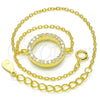 Sterling Silver Fancy Bracelet, with White Cubic Zirconia, Polished, Golden Finish, 03.336.0044.2.07 (02 MM Thickness, 7 Inches Length)