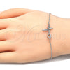 Sterling Silver Fancy Bracelet, Heart Design, with White Micro Pave, Polished, Rhodium Finish, 03.336.0045.07 (01 MM Thickness, 7 Inches Length)