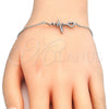 Sterling Silver Fancy Bracelet, Heart Design, with White Micro Pave, Polished, Rhodium Finish, 03.336.0045.07 (01 MM Thickness, 7 Inches Length)