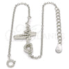 Sterling Silver Fancy Bracelet, Heart Design, with White Micro Pave, Polished, Rhodium Finish, 03.336.0045.07 (01 MM Thickness, 7 Inches Length)