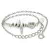 Sterling Silver Fancy Bracelet, Heart Design, with White Micro Pave, Polished, Rhodium Finish, 03.336.0045.07 (01 MM Thickness, 7 Inches Length)