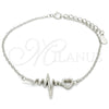 Sterling Silver Fancy Bracelet, Heart Design, with White Micro Pave, Polished, Rhodium Finish, 03.336.0045.07 (01 MM Thickness, 7 Inches Length)
