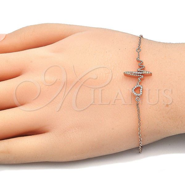 Sterling Silver Bracelet — Fancy Bracelet Heart Design with White Cubic Zirconia — alternate product view — SKU 125940 | Plata 925 brazalete — elegante Bracelet corazón diseño with blanco Cubic Zirconia — SKU 125940