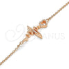 Sterling Silver Fancy Bracelet, Heart Design, with White Cubic Zirconia, Polished, Rose Gold Finish, 03.336.0045.1.07 (01 MM Thickness, 7 Inches Length)