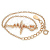 Sterling Silver Fancy Bracelet, Heart Design, with White Cubic Zirconia, Polished, Rose Gold Finish, 03.336.0045.1.07 (01 MM Thickness, 7 Inches Length)