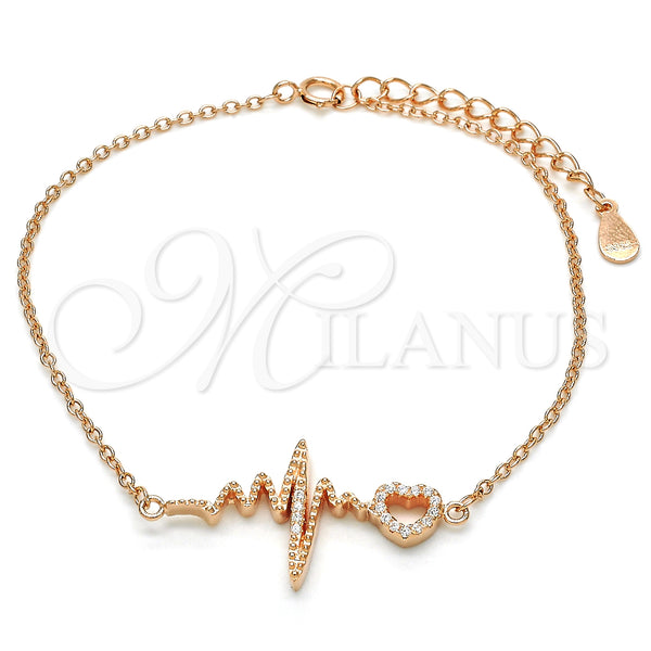 Sterling Silver Bracelet — Fancy Bracelet Heart Design with White Cubic Zirconia — main product view — SKU 125940 | Plata 925 brazalete — elegante Bracelet corazón diseño with blanco Cubic Zirconia — SKU 125940