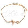 Sterling Silver Fancy Bracelet, Heart Design, with White Cubic Zirconia, Polished, Rose Gold Finish, 03.336.0045.1.07 (01 MM Thickness, 7 Inches Length)