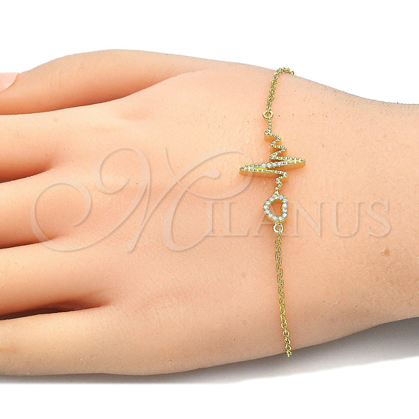 Sterling Silver Bracelet — Fancy Bracelet Heart Design with White Cubic Zirconia — alternate product view — SKU 125941 | Plata 925 brazalete — elegante Bracelet corazón diseño with blanco Cubic Zirconia — SKU 125941