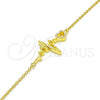 Sterling Silver Fancy Bracelet, Heart Design, with White Cubic Zirconia, Polished, Golden Finish, 03.336.0045.2.07 (01 MM Thickness, 7 Inches Length)