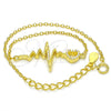 Sterling Silver Fancy Bracelet, Heart Design, with White Cubic Zirconia, Polished, Golden Finish, 03.336.0045.2.07 (01 MM Thickness, 7 Inches Length)