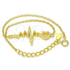 Sterling Silver Fancy Bracelet, Heart Design, with White Cubic Zirconia, Polished, Golden Finish, 03.336.0045.2.07 (01 MM Thickness, 7 Inches Length)