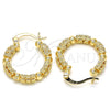 Oro Laminado Small Hoop, Gold Filled Style Flower Design, Polished, Golden Finish, 02.261.0066.20