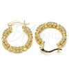 Oro Laminado Small Hoop, Gold Filled Style Flower Design, Polished, Golden Finish, 02.261.0066.20