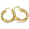 Oro Laminado Small Hoop, Gold Filled Style Flower Design, Polished, Golden Finish, 02.261.0066.20