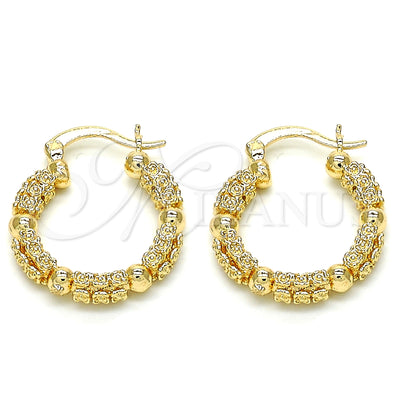 Oro Laminado aretes de aro — Small Hoop flor diseño pulido 02. por Mayoreo, vista principal del producto