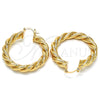 Oro Laminado Medium Hoop, Gold Filled Style Twist Design, Polished, Golden Finish, 02.261.0067.40