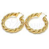 Oro Laminado Medium Hoop, Gold Filled Style Twist Design, Polished, Golden Finish, 02.261.0067.40