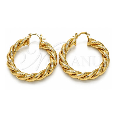 Oro Laminado Medium Hoop, Gold Filled Style Twist Design, Polished, Golden Finish, 02.261.0067.40