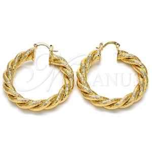 Gold Filled Hoop Earrings — Medium Hoop Twist Design Polished 02. — main product view — SKU 125980 | Oro Laminado aretes de aro — Medium Hoop Twist diseño pulido 02. — SKU 125980