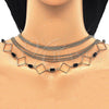 Oro Laminado Fancy Necklace, Gold Filled Style with Black Crystal, Polished, Golden Finish, 04.321.0028.32 (02 MM Thickness, 32 Inches Length)