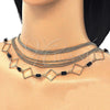 Oro Laminado Fancy Necklace, Gold Filled Style with Black Crystal, Polished, Golden Finish, 04.321.0028.32 (02 MM Thickness, 32 Inches Length)