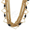 Oro Laminado Fancy Necklace, Gold Filled Style with Black Crystal, Polished, Golden Finish, 04.321.0028.32 (02 MM Thickness, 32 Inches Length)