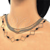 Oro Laminado Fancy Necklace, Gold Filled Style with Black Crystal, Polished, Golden Finish, 04.321.0029.36 (02 MM Thickness, 36 Inches Length)