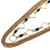 Oro Laminado Fancy Necklace, Gold Filled Style with Black Crystal, Polished, Golden Finish, 04.321.0029.36 (02 MM Thickness, 36 Inches Length)