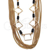Oro Laminado Fancy Necklace, Gold Filled Style with Black Crystal, Polished, Golden Finish, 04.321.0029.36 (02 MM Thickness, 36 Inches Length)