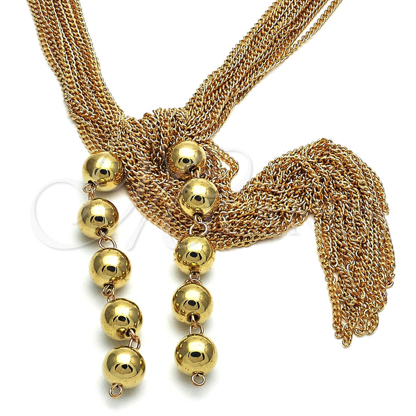 Oro Laminado Fancy Necklace, Gold Filled Style Ball Design, Polished, Golden Finish, 04.321.0030.32 (02 MM Thickness, 32 Inches Length)