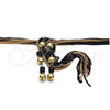 Oro Laminado Fancy Necklace, Gold Filled Style Ball Design, with Black Crystal, Polished, Two Tone, 04.321.0030.2.32 (02 MM Thickness, 32 Inches Length)