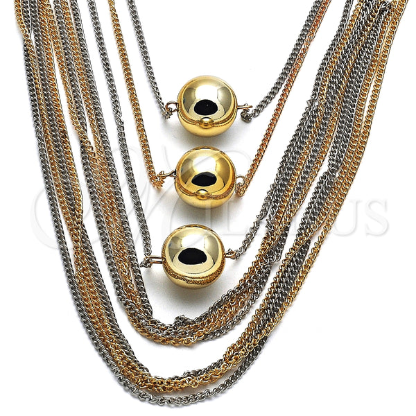Oro Laminado Fancy Necklace, Gold Filled Style Ball Design, Polished, Two Tone, 04.321.0031.1.24 (02 MM Thickness, 24 Inches Length)
