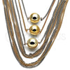 Oro Laminado Fancy Necklace, Gold Filled Style Ball Design, Polished, Two Tone, 04.321.0031.1.24 (02 MM Thickness, 24 Inches Length)