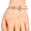 Oro Laminado Adjustable Bolo Bracelet, Gold Filled Style with White Cubic Zirconia, Polished, Golden Finish, 03.316.0022.10 (01 MM Thickness, 10 Inches Length)