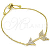 Oro Laminado Adjustable Bolo Bracelet, Gold Filled Style with White Cubic Zirconia, Polished, Golden Finish, 03.316.0022.10 (01 MM Thickness, 10 Inches Length)