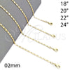 Oro Laminado Basic Necklace, Gold Filled Style Polished, Golden Finish, 04.213.0031.22 (02 MM Thickness, 22 Inches Length)
