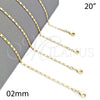 Oro Laminado Basic Necklace, Gold Filled Style Polished, Golden Finish, 04.213.0031.20 (02 MM Thickness, 20 Inches Length)