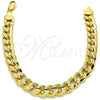 Oro Laminado Basic Bracelet, Gold Filled Style Miami Cuban Design, Polished, Golden Finish, 04.213.0153.08 (08 MM Thickness, 8 Inches Length)