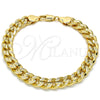 Oro Laminado Basic Bracelet, Gold Filled Style Miami Cuban Design, Polished, Golden Finish, 04.213.0153.08 (08 MM Thickness, 8 Inches Length)