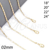 Oro Laminado Basic Necklace, Gold Filled Style Polished, Golden Finish, 04.213.0096.22 (02 MM Thickness, 22 Inches Length)