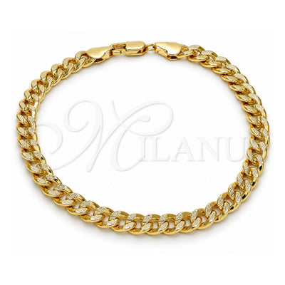 Oro Laminado Basic Bracelet, Gold Filled Style Miami Cuban Design, Polished, Golden Finish, 04.213.0155.08 (06 MM Thickness, 8 Inches Length)