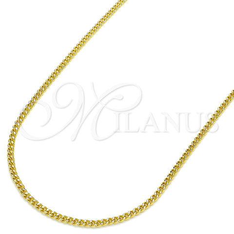 Oro Laminado Basic Necklace, Gold Filled Style Miami Cuban Design, Polished, Golden Finish, 04.213.0157.20 (0.60 Gauge, 02 MM Thickness, 20 Inches Length)