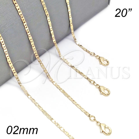 Oro Laminado Basic Necklace, Gold Filled Style Polished, Golden Finish, 04.213.0158.20 (02 MM Thickness, 20 Inches Length)