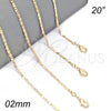 Oro Laminado Basic Necklace, Gold Filled Style Polished, Golden Finish, 04.213.0158.20 (02 MM Thickness, 20 Inches Length)
