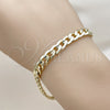 Oro Laminado Basic Bracelet, Gold Filled Style Concave Cuban Design, Polished, Golden Finish, 04.213.0159.08 (07 MM Thickness, 8 Inches Length)