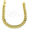 Oro Laminado Basic Bracelet, Gold Filled Style Concave Cuban Design, Polished, Golden Finish, 04.213.0159.08 (07 MM Thickness, 8 Inches Length)