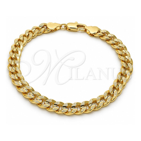 Oro Laminado Basic Bracelet, Gold Filled Style Concave Cuban Design, Polished, Golden Finish, 04.213.0159.08 (07 MM Thickness, 8 Inches Length)