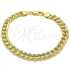 Oro Laminado Basic Bracelet, Gold Filled Style Concave Cuban Design, Polished, Golden Finish, 04.213.0159.08 (07 MM Thickness, 8 Inches Length)
