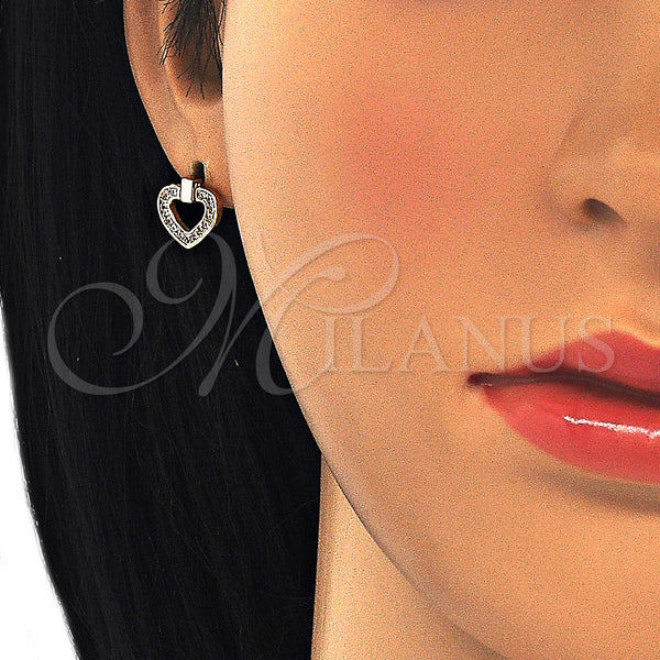 Gold Filled Ring — Stud Earring Heart Design with White Micro Pave — alternate product view — SKU 126027 | Oro Laminado anillo — Stud Earring corazón diseño with blanco Micro Pave — SKU 126027