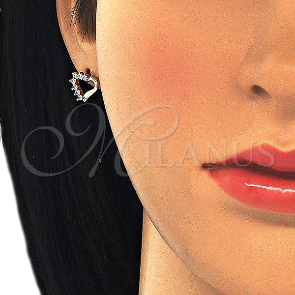 Gold Filled Ring — Stud Earring Heart Design with White Cubic Zirconia — alternate product view — SKU 126028 | Oro Laminado anillo — Stud Earring corazón diseño with blanco Cubic Zirconia — SKU 126028